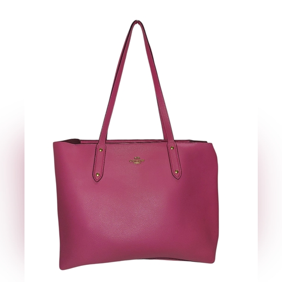 Coach Pink Structured Leather Tote - Picture 1 of 6